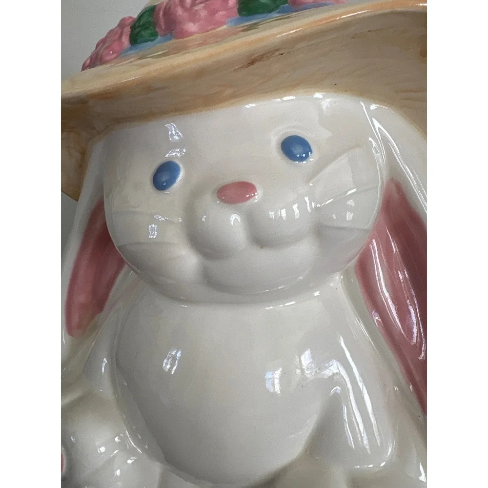 Vintage Treasure Craft 90s  Bunny Rabbit Easter Cookie Jar Pfaltzgraff Large 12